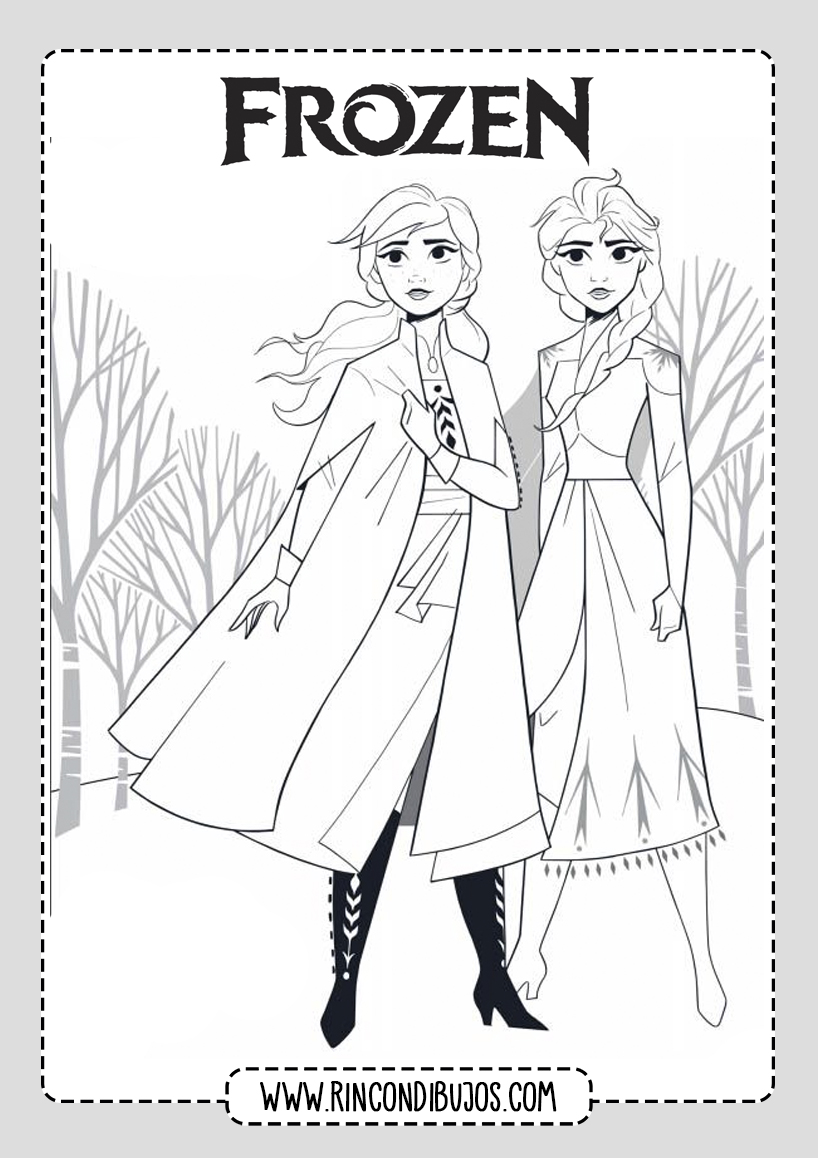 Laminas de Frozen para Pintar - Rincon Dibujos