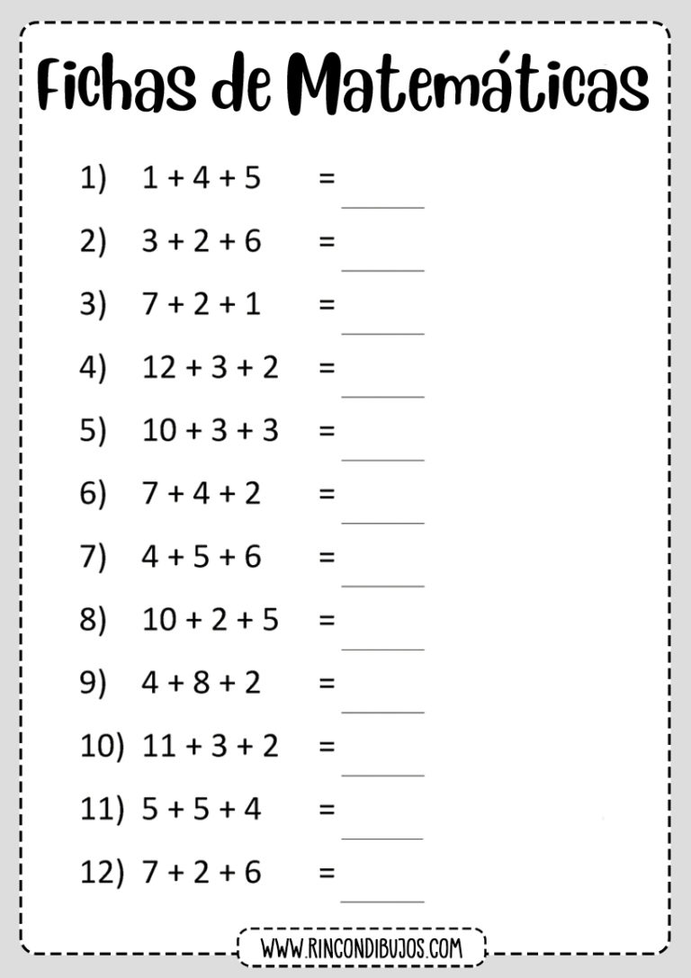 Fichas De Ejercicios De Sumas Fichas De Matemáticas 9627